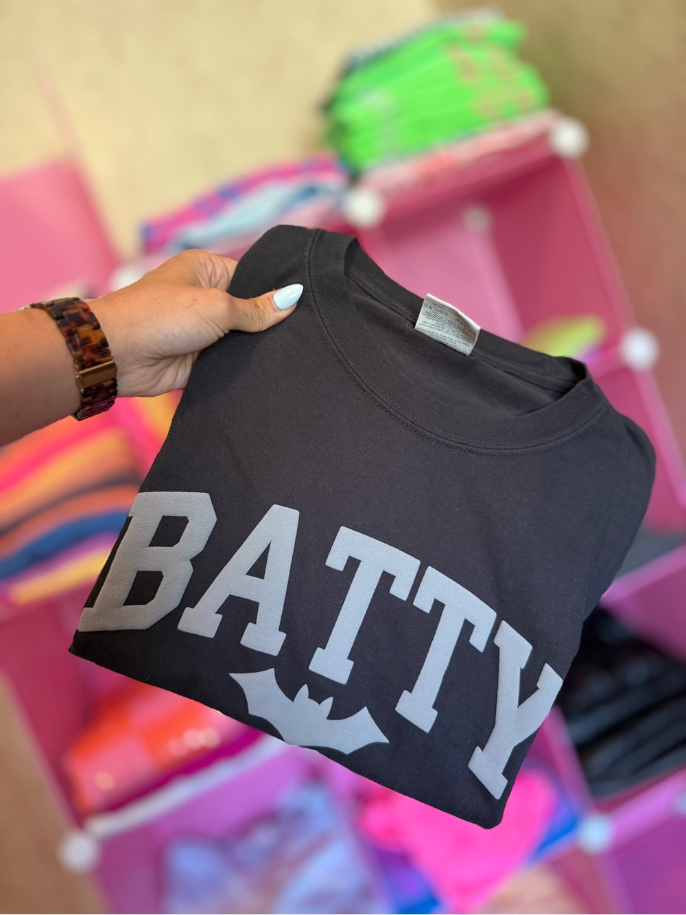 Comfort Colors Black 'BATTY' Puff Print Graphic Tee